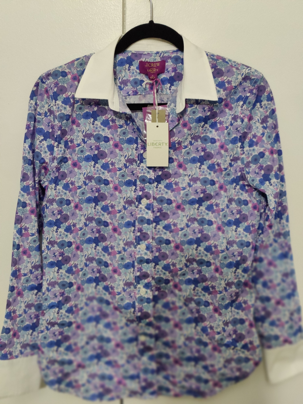 J.Crew Liberty Floral Print Button-Up Shirt in Purple/Blue - Size 4 NWT